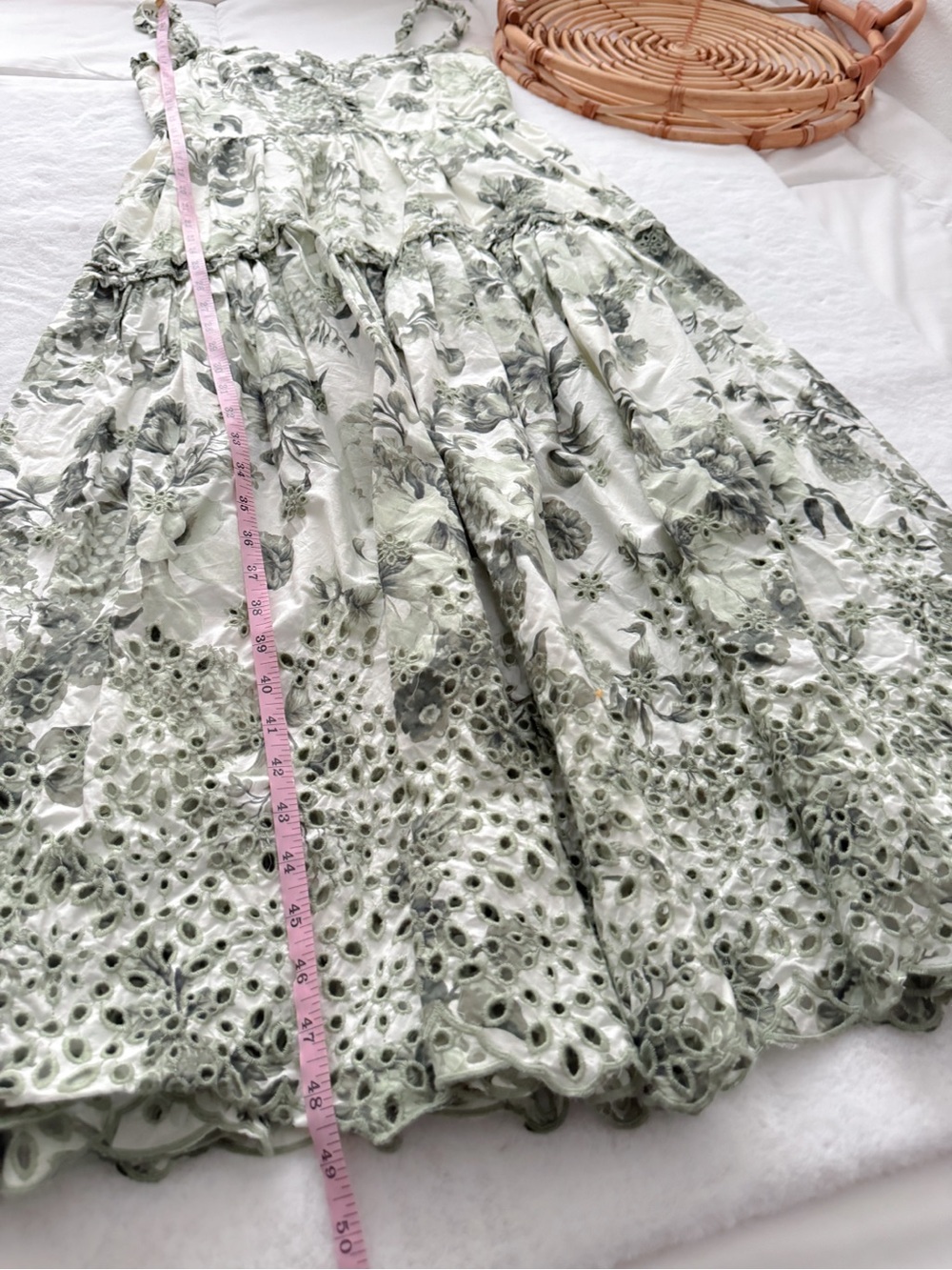 Anthropologie Sleeveless Sweetheart A-Line Midi Dress Eyelet Green - Picture 15 of 15